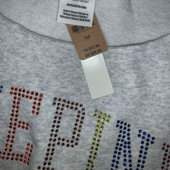 NEW VS PINK Size SMALL Rainbow Rhinestone Bling Set. Campus Pant & Sweatshirt. - Picture 6 of 14